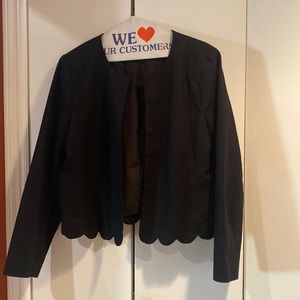 J. Crew black linen scalloped blazer size medium.